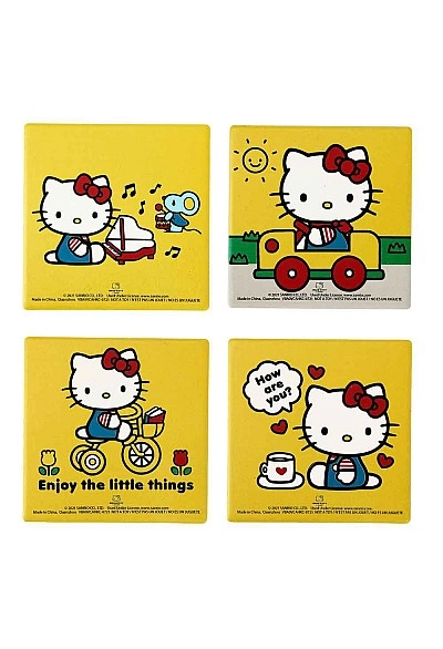 Ensemble De 4 Sous-Verre En Céramique Hello Kitty Par Bioworld