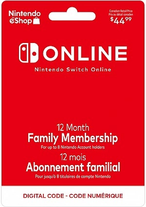 Carte Abonnement Familial En Ligne Nintendo Switch Online de 12 Mois