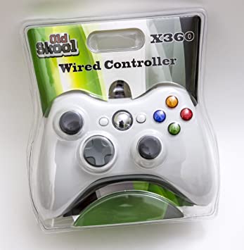 Manette Avec Fil USB (2 Mètres) Pour Xbox 360 / PC Windows 10 Par Old Skool - Blanche
