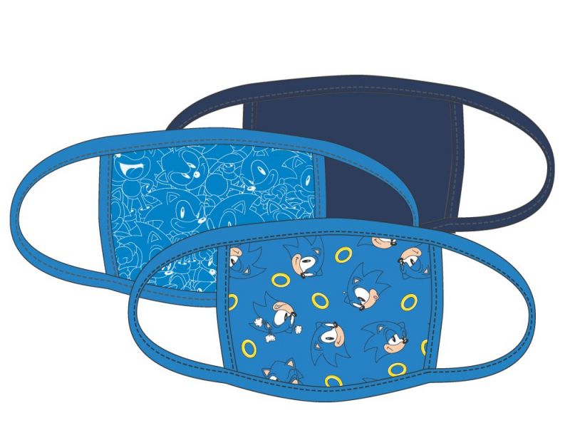 Paquet de 3 Masques en Tissus pour Enfant - Sonic the Hedgehog