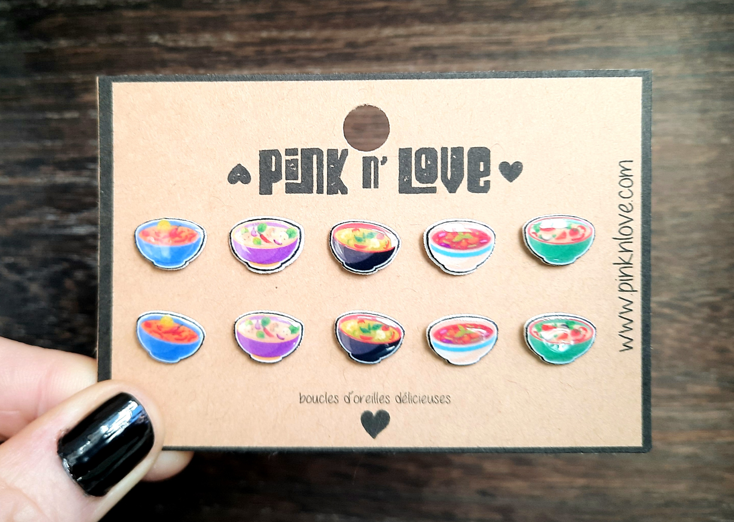 Boucles d'Oreilles Par Pink n' Love - Soupes Thaï Paquet De 5 Paires