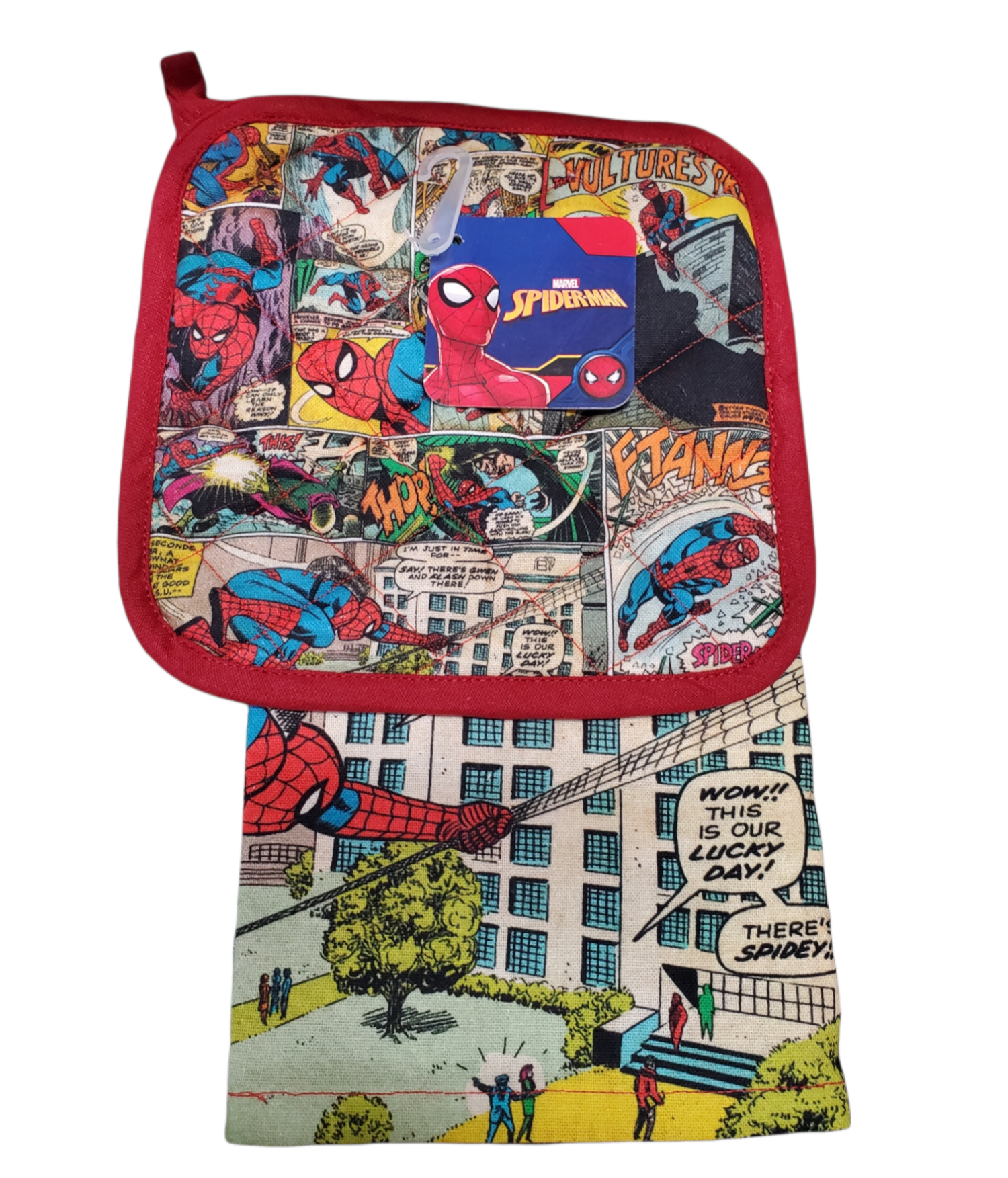 Ensemble Linge à Vaisselle et Mitaine à Four Marvel - Spiderman Comic Style