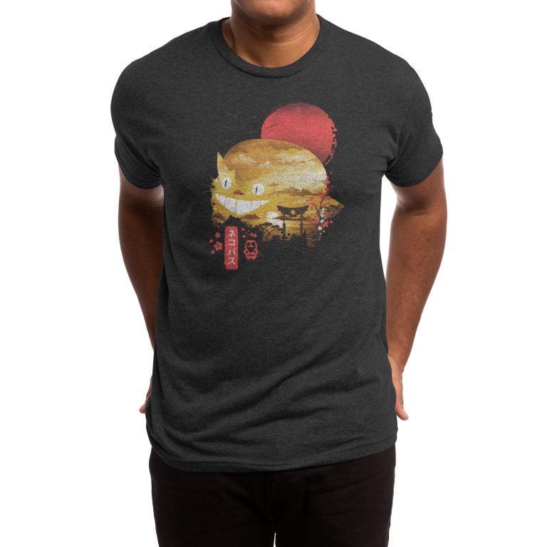T-Shirt Threadless - Ukiyo e Cat (Asphalte)
