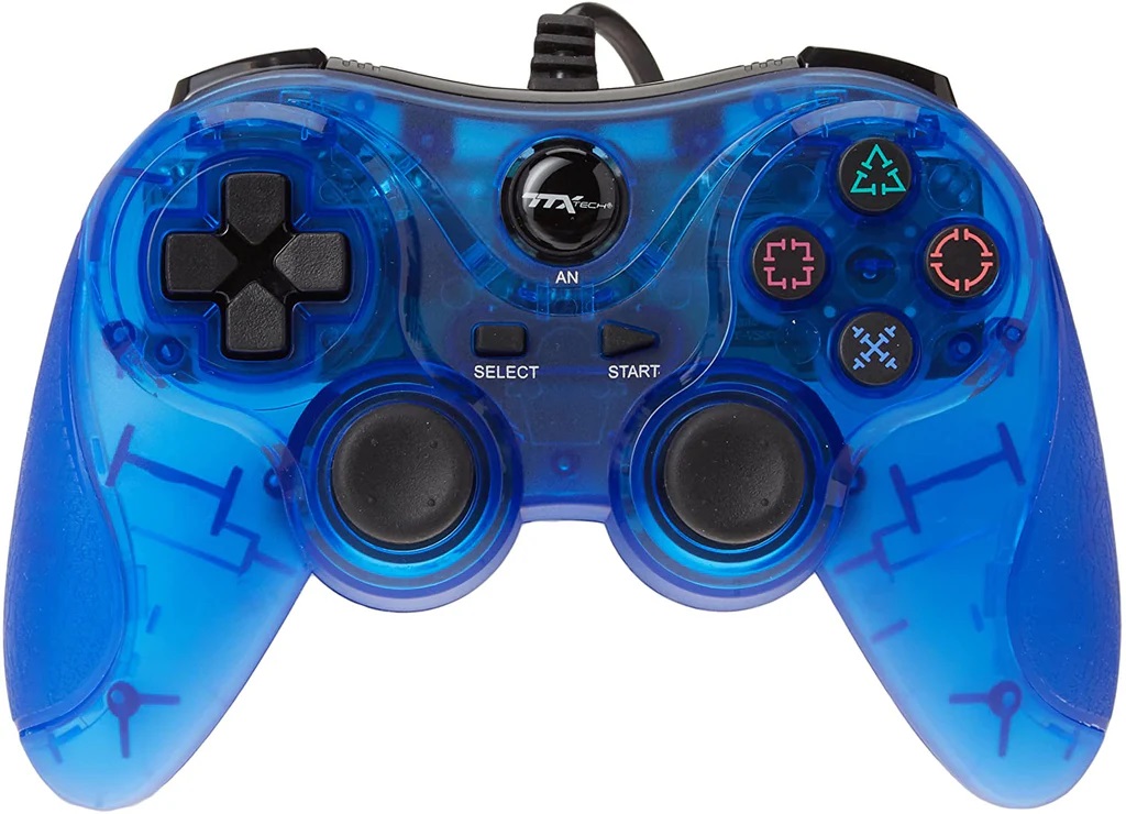 Manette Pour PS2 / Playstation 2 / PS1 Par TTX Tech - Bleue Transparente