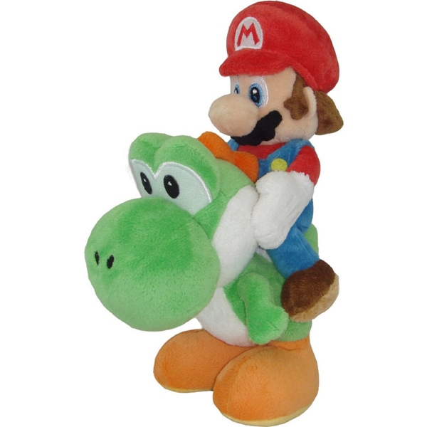 Toutou Super Mario Par Sanei - Mario Sur Yoshi Vert 20 CM