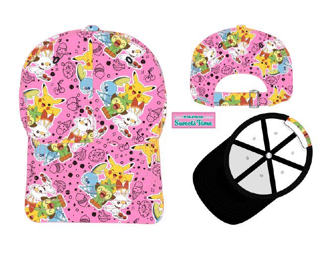 Casquette Ajustable Rose Pokemon Pikachu & Starters Galar - Par Bioworld