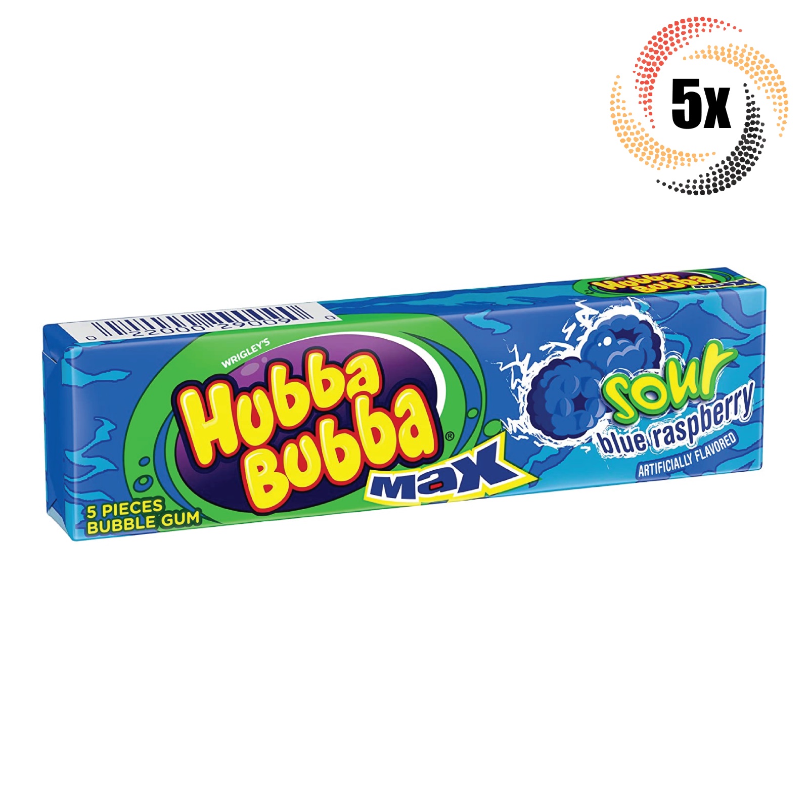 Gomme à Mâcher Wrigley Hubba Bubba Max Framboise Bleue Surette - 5 Morceaux