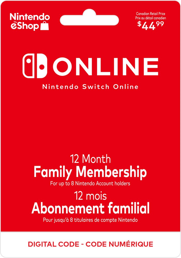 Carte Abonnement Familial En Ligne Nintendo Switch Online de 12 Mois