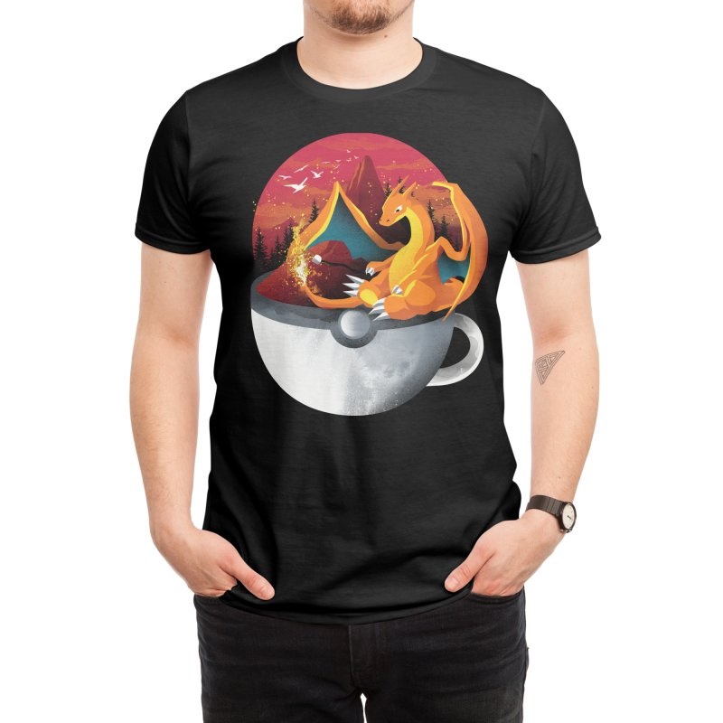 T-Shirt Threadless - Coffeemon Fire (Noir)