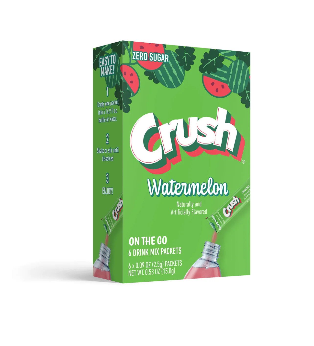 Mélange pour Breuvage Crush Saveur Melon D'Eau - Paquet de 6 Sachets Individuels
