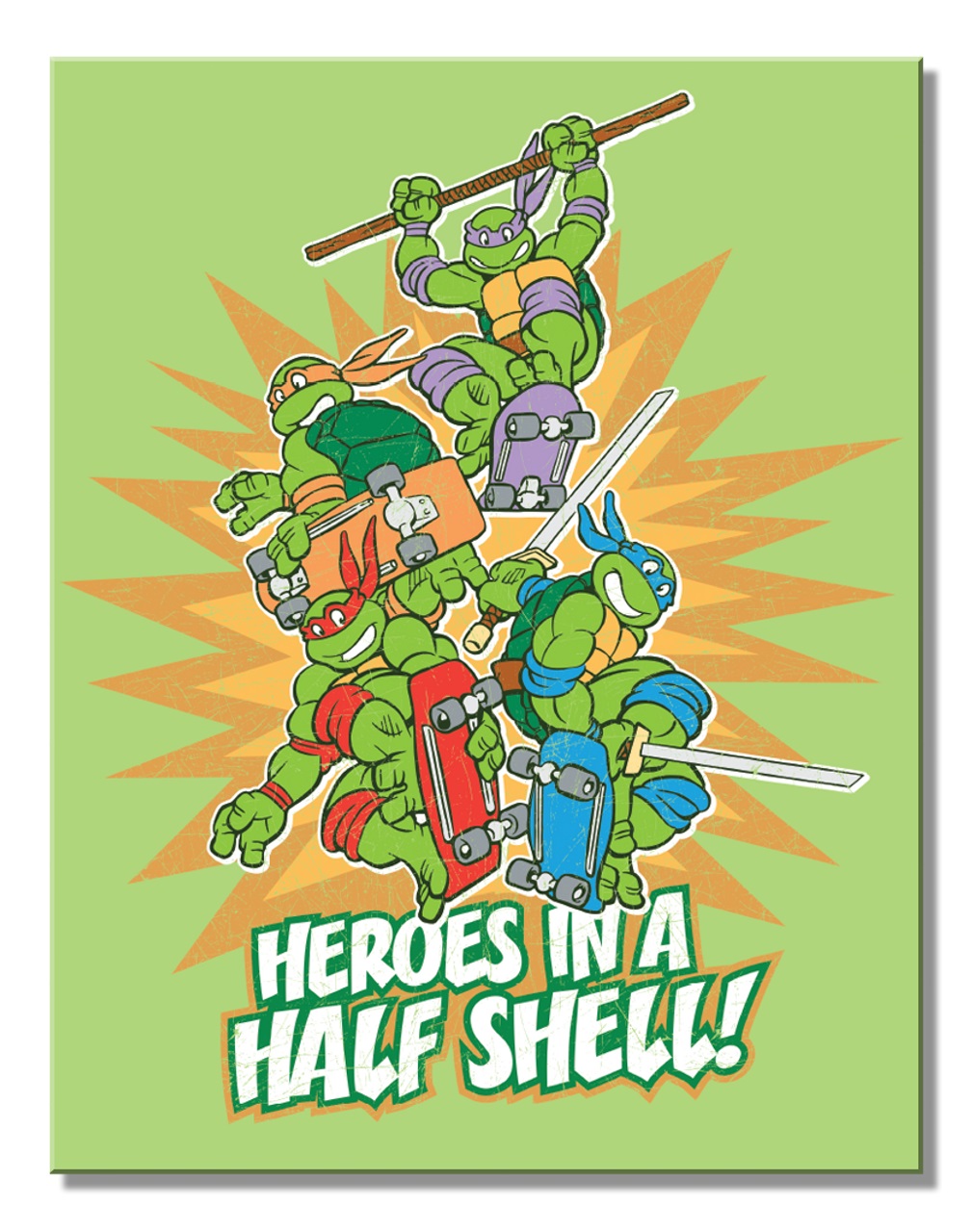 Affiche Murale En Métal Teenage Mutant Ninja Turtles TMNT - Tortues En Skate 40 x 31,5 CM