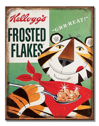 Affiche Murale En Métal Kellogg's Frosted Flakes - Tony Tiger Grrreat! 40 x 31.5 CM