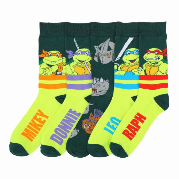 Ensemble De 5 Paires De Chaussettes TMNT Par Bioworld - Mikey, Donnie, Leo and Raph