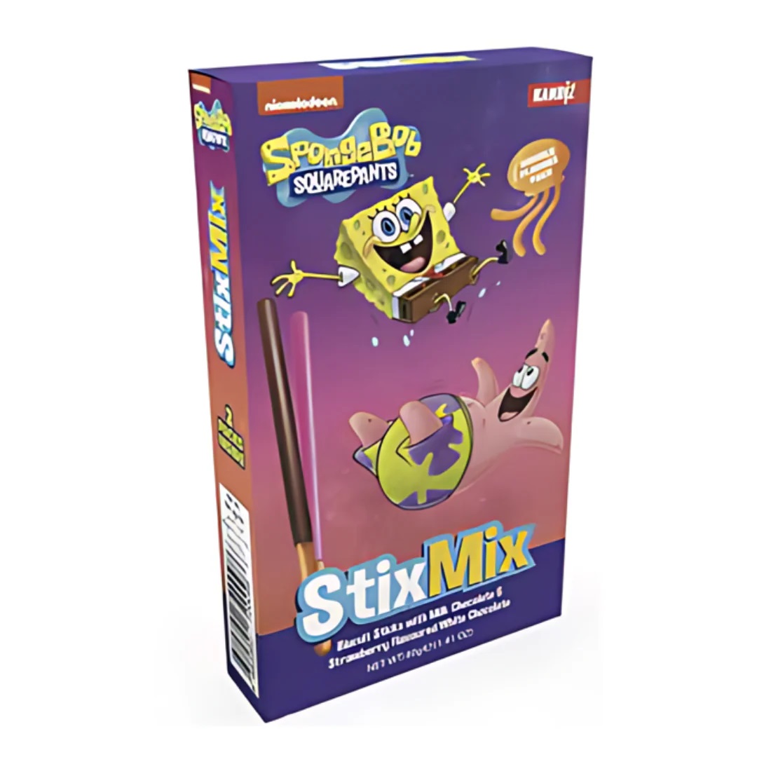 Bâtonnets De Biscuits StixMix SpongeBob Par Kandiz - Double Saveur Chocolat Et Fraise 40G