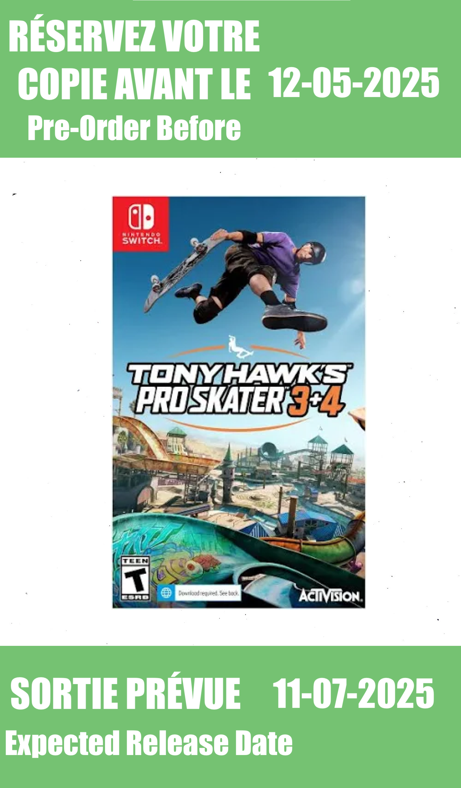 *Précommande* Tony Hawk 3+4 Remastered / Switch