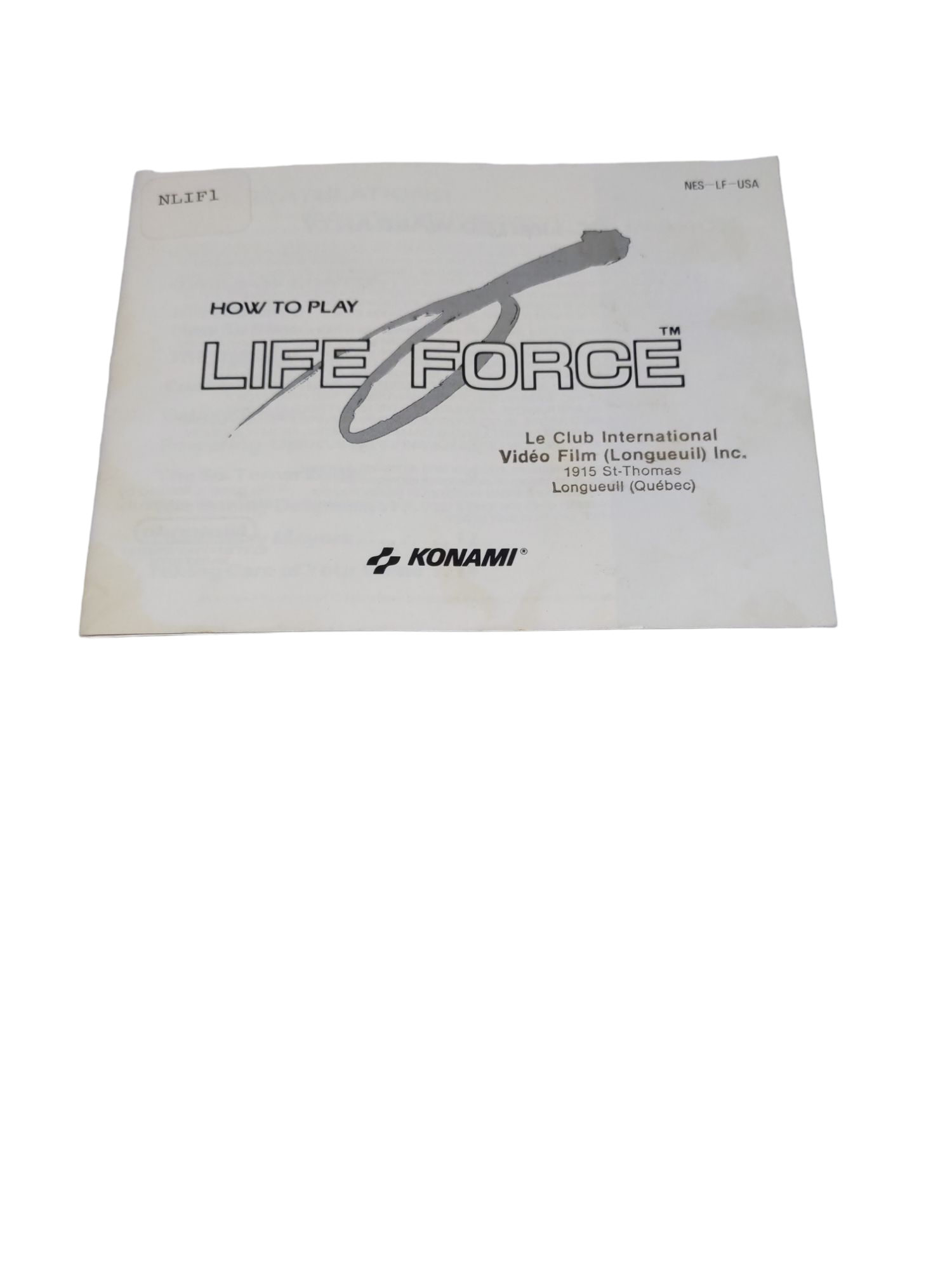 Livret NES-LF-USA Life Force NES