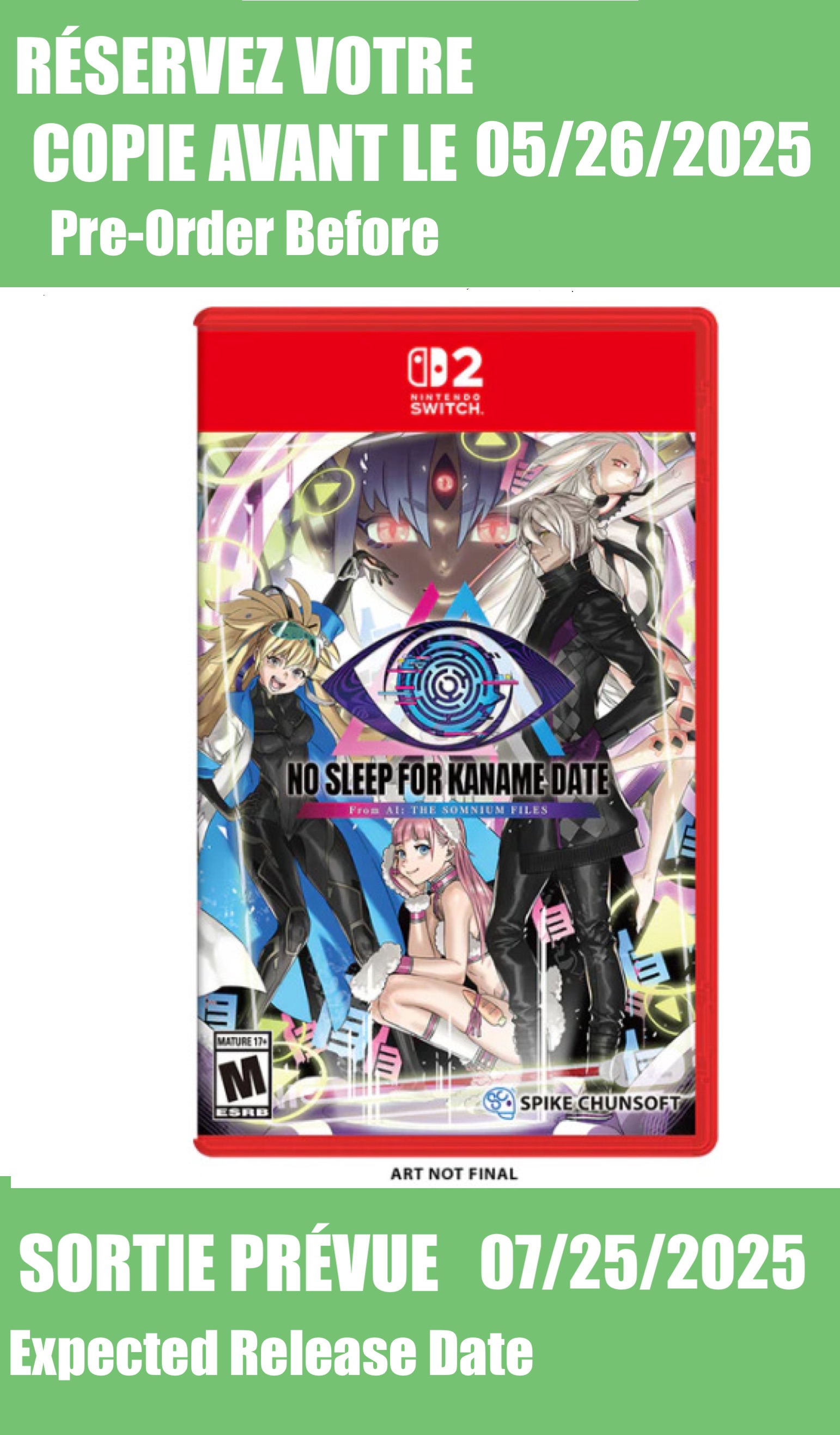 *Précommande* No Sleep For Kaname Date - from AI: The Somnium Files (Game Key) / Switch 2