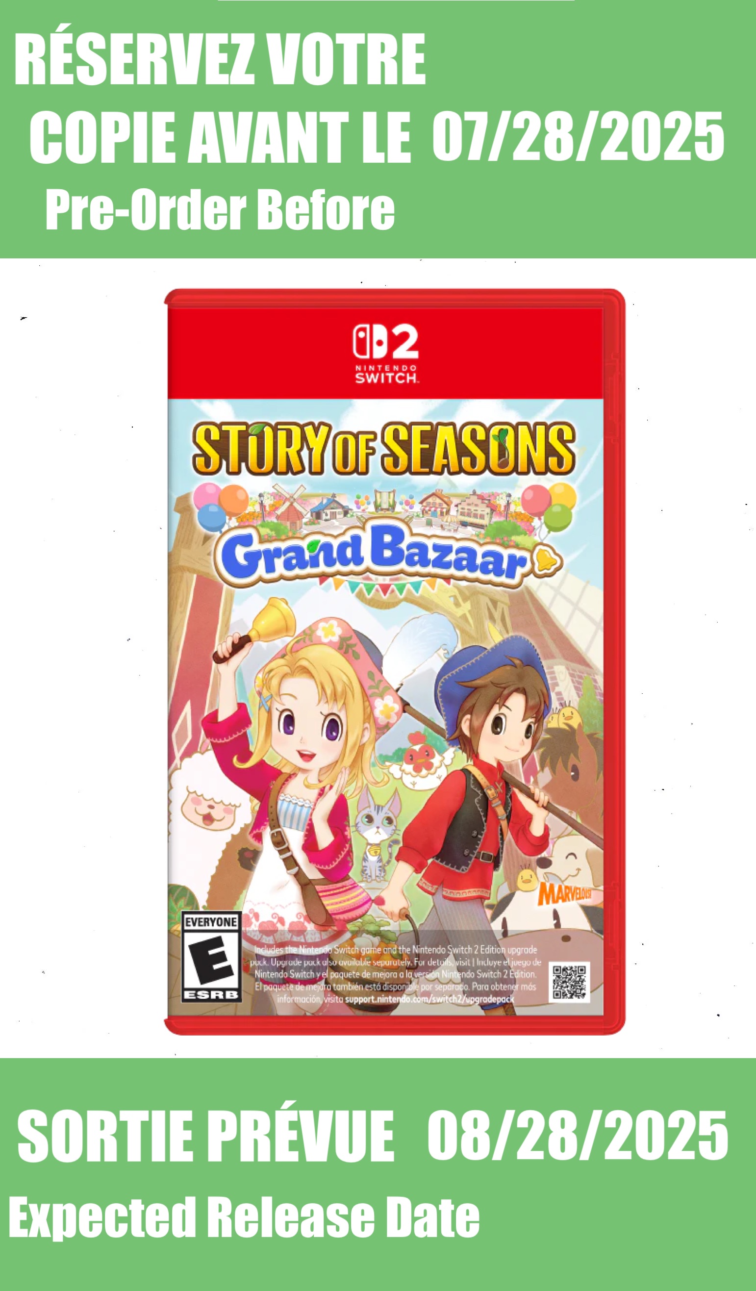 *Précommande* Story Of Seasons Grand Bazaar Standard Edition / Switch 2