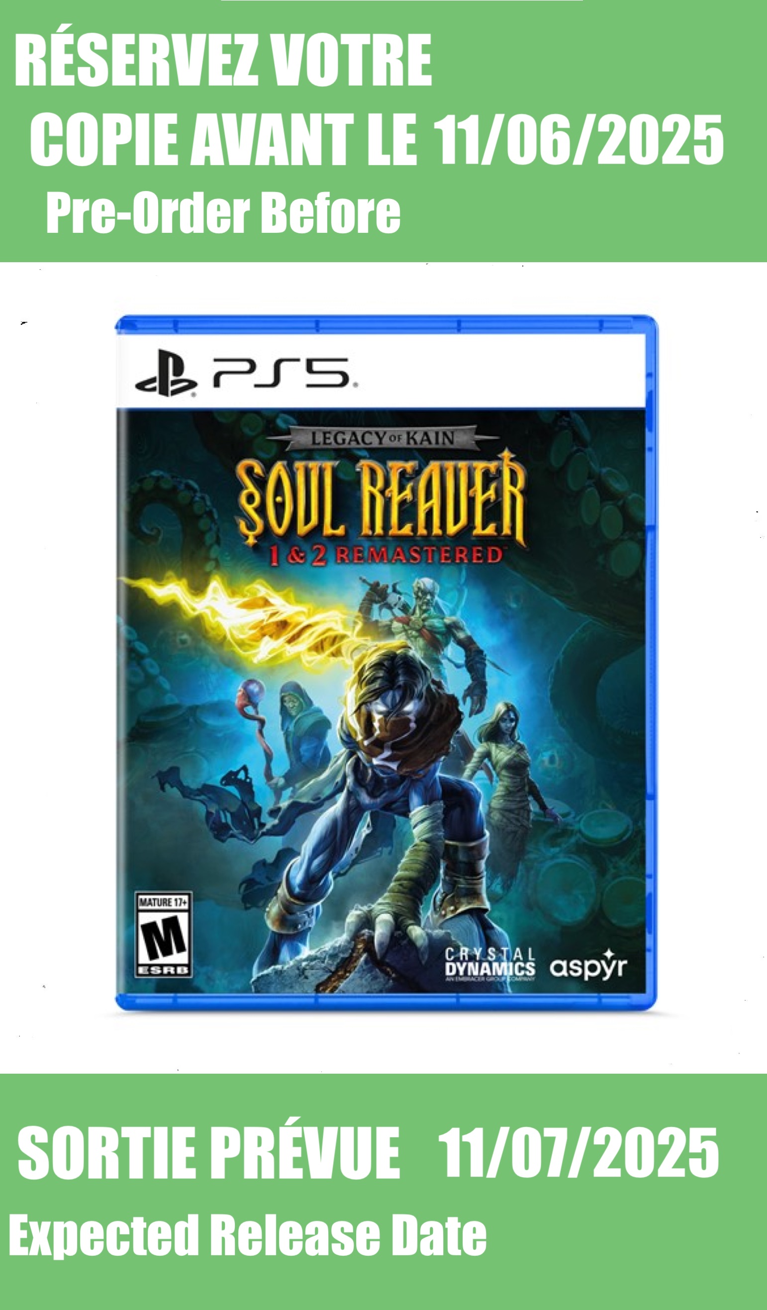 *Précommande* Legacy of Kain Soul Reaver 1&2 Remastered / PS5