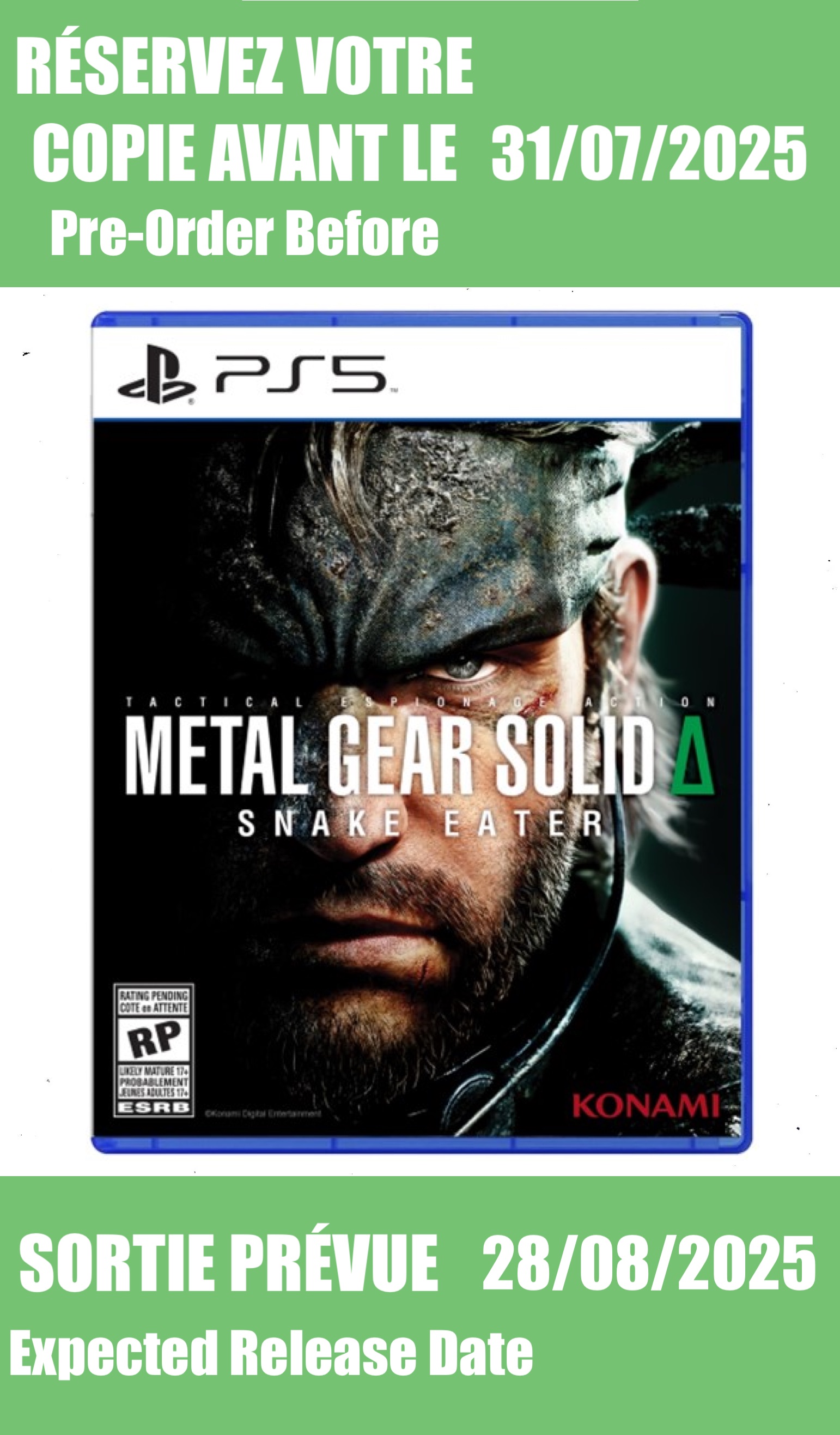 *Précommande* Metal Gear Solid Delta Snake Eater: Tactical Edition / PS5