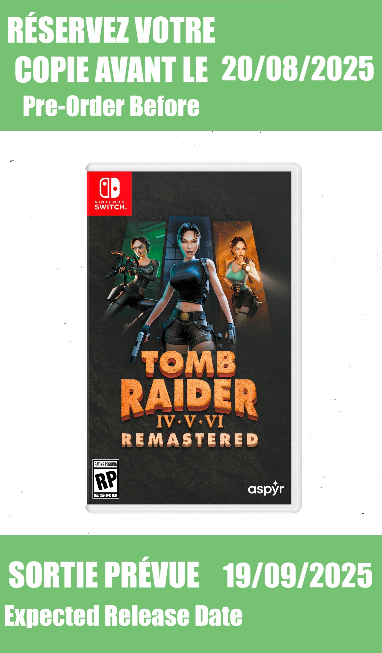 *Précommande* Tomb Raider IV-VI Remastered Starring Lara Croft / Switch