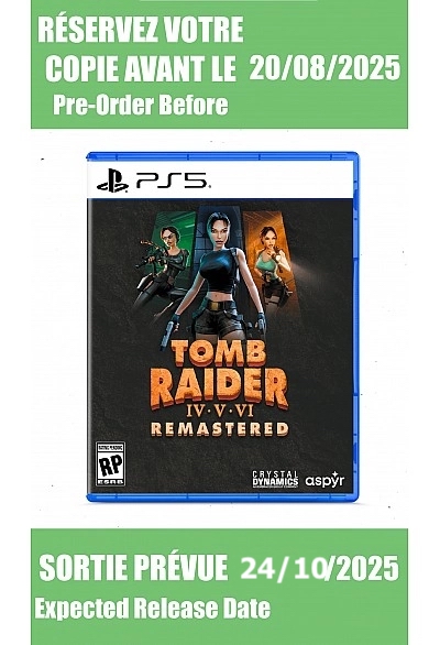 *Précommande* Tomb Raider IV-VI Remastered Starring Lara Croft / PS5