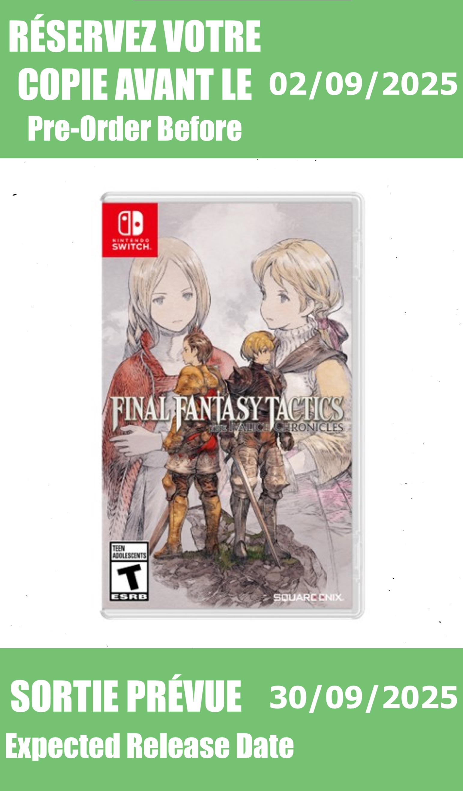 *Précommande* Final Fantasy Tactics: The Ivalice Chronicles/Switch