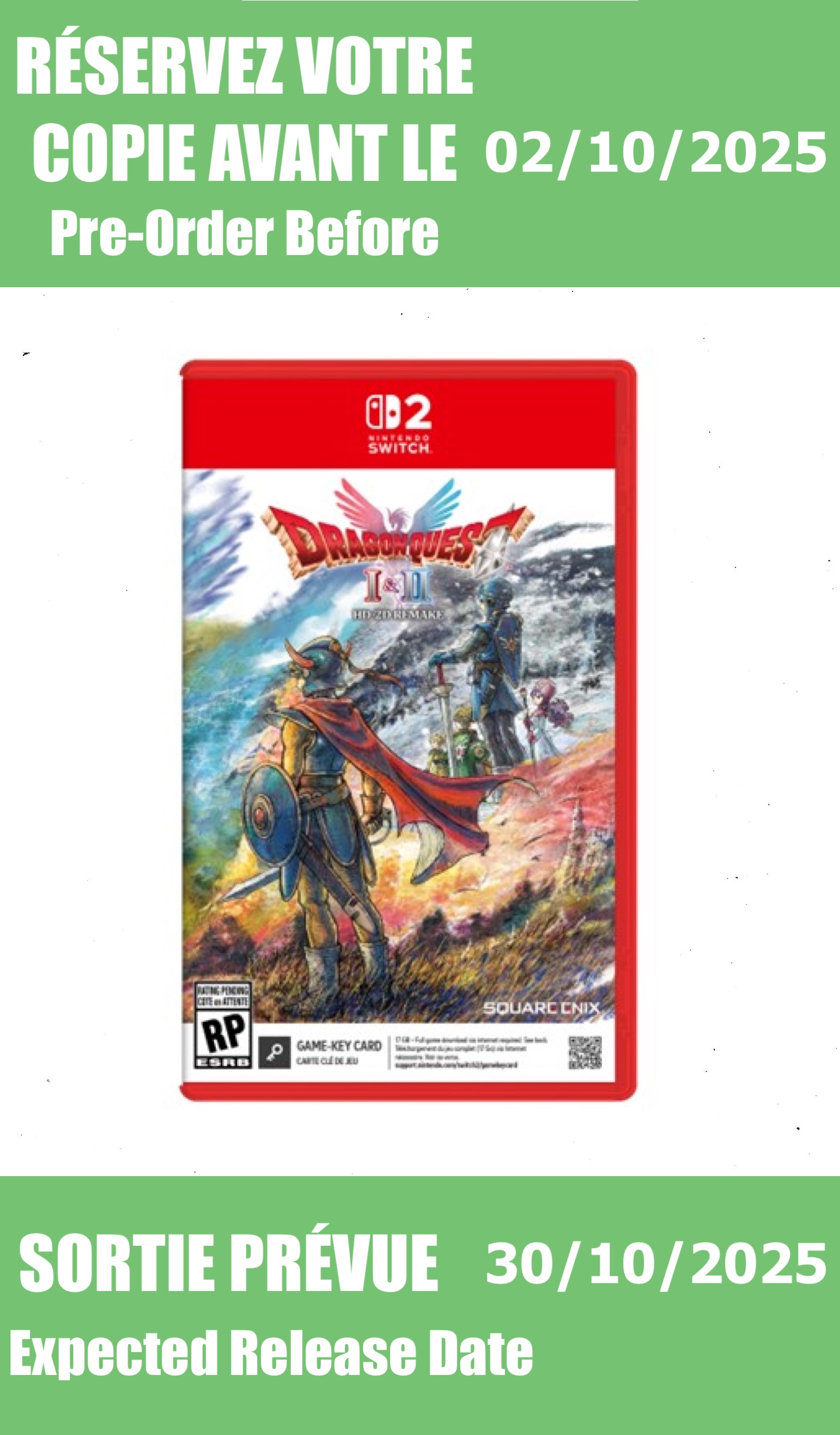 *Précommande* Dragon Quest I & II HD-2D Remake (Game Key)/ Switch 2