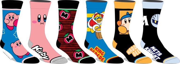 Ensemble De 6 Paires De Chaussettes Par Bioworld - Kirby, King Dee Dedede, Meta Knight