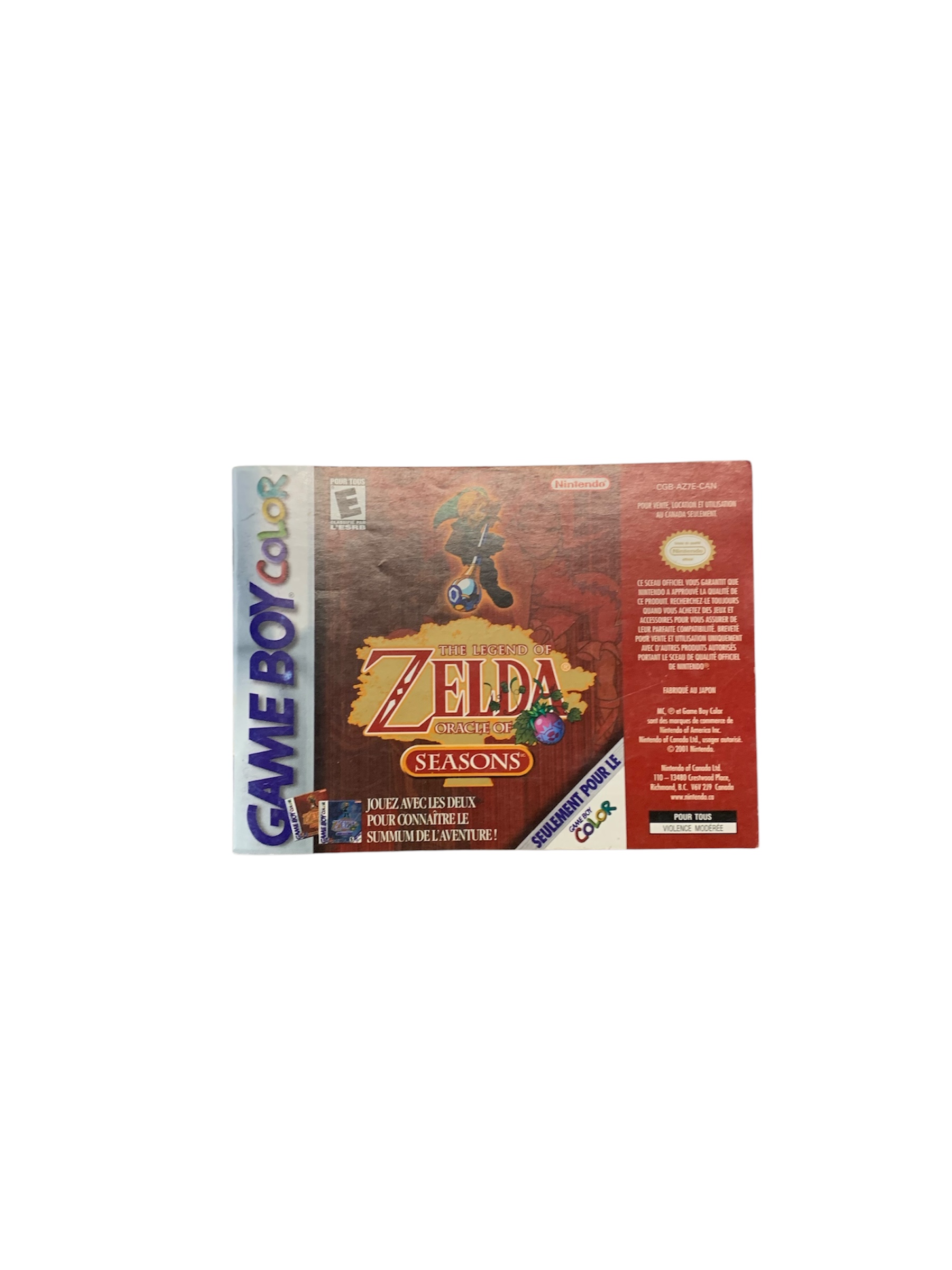 Livret CGB-AZ7E-CAN The Legend Of Zelda Oracle Of Seasons Game Boy Color
