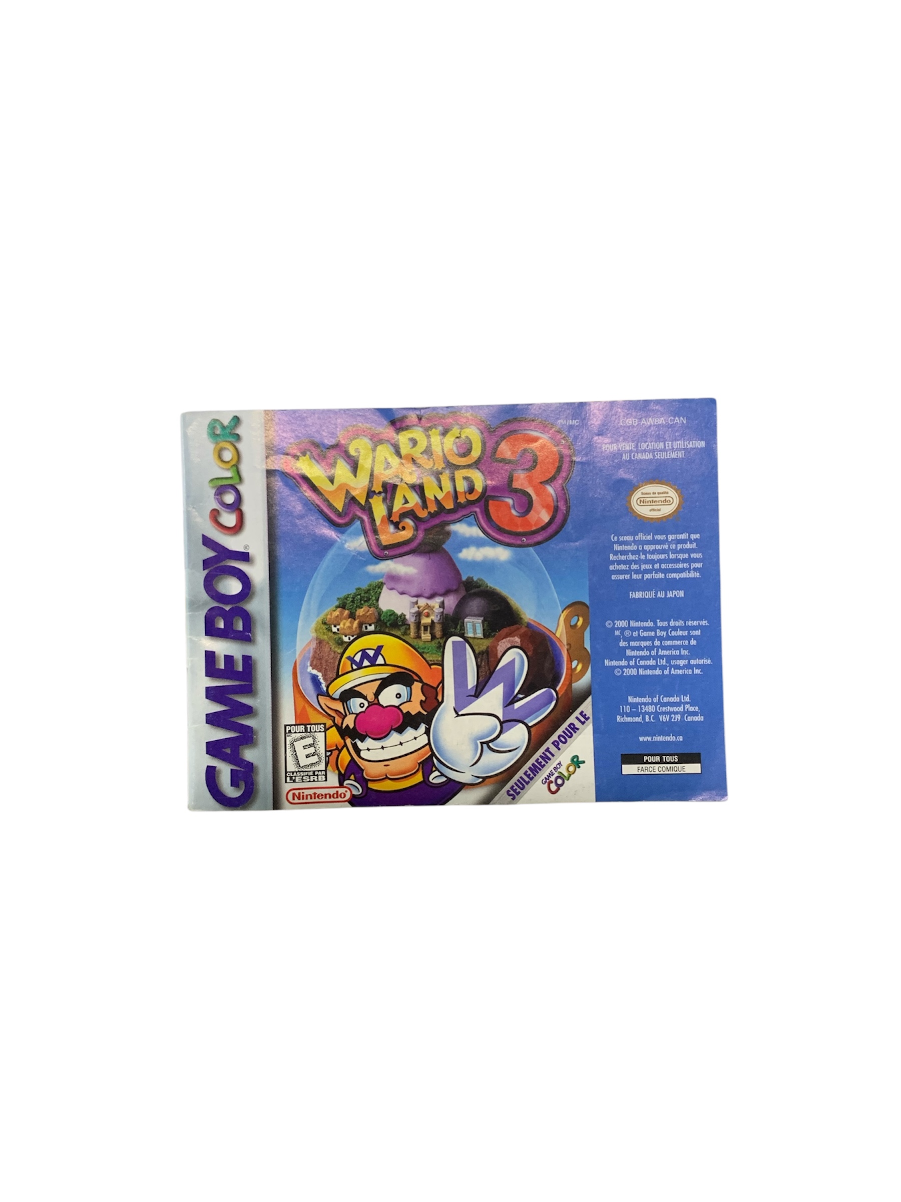 Livret CGB-AW8A-CAN Wario Land 3 Game Boy Color