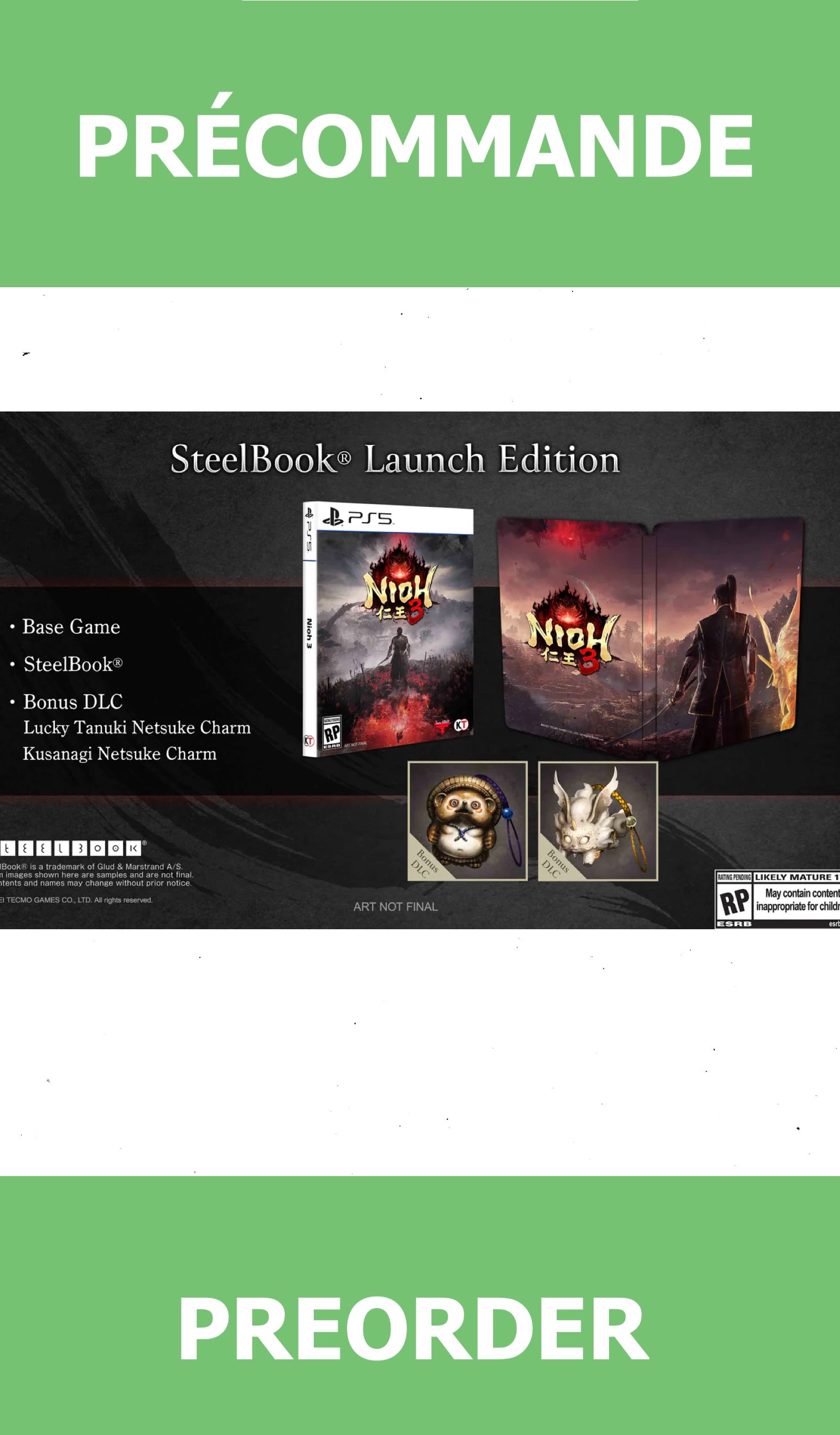 *Précommande* Nioh 3 Steelbook Launch Edition/PS5 06/02/2025 99.99$