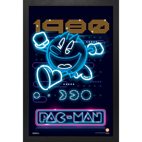 Affiche Encadrée Pac-Man - Neon 1980