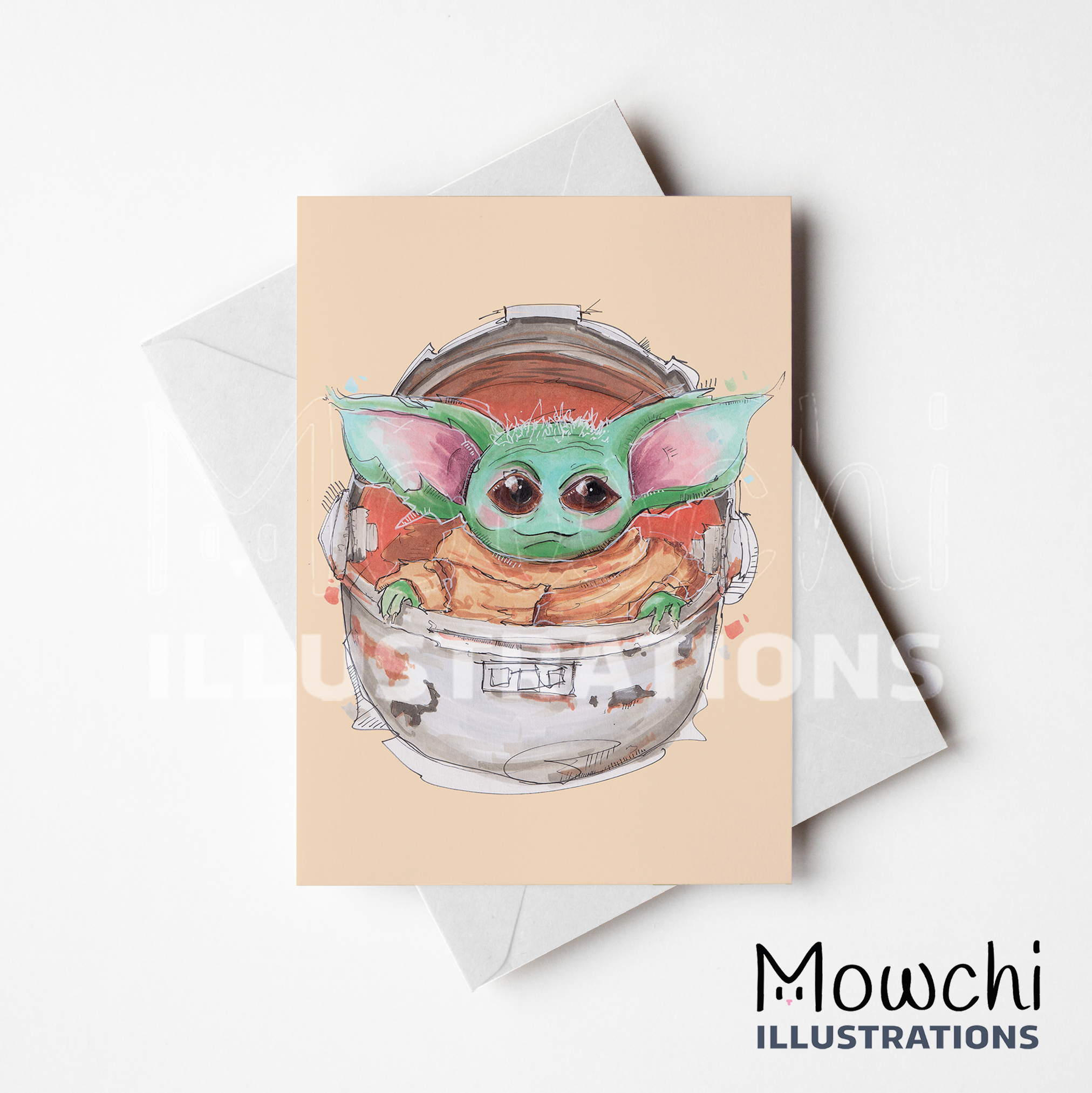 Carte de Souhait Non Lettrée Par Mowchi - BebeYoda