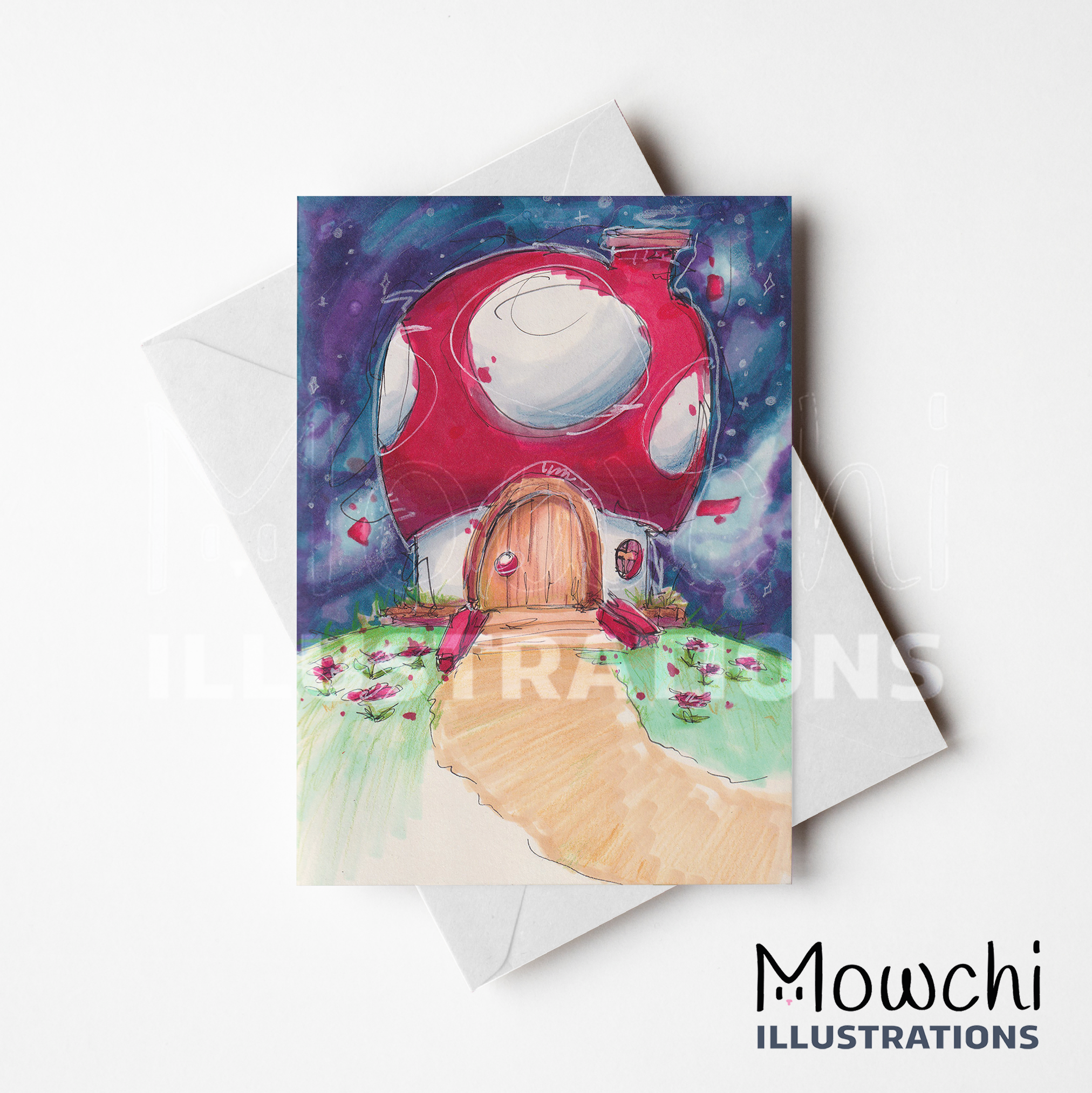 Carte de Souhait Non Lettrée Par Mowchi - Champi-Maison