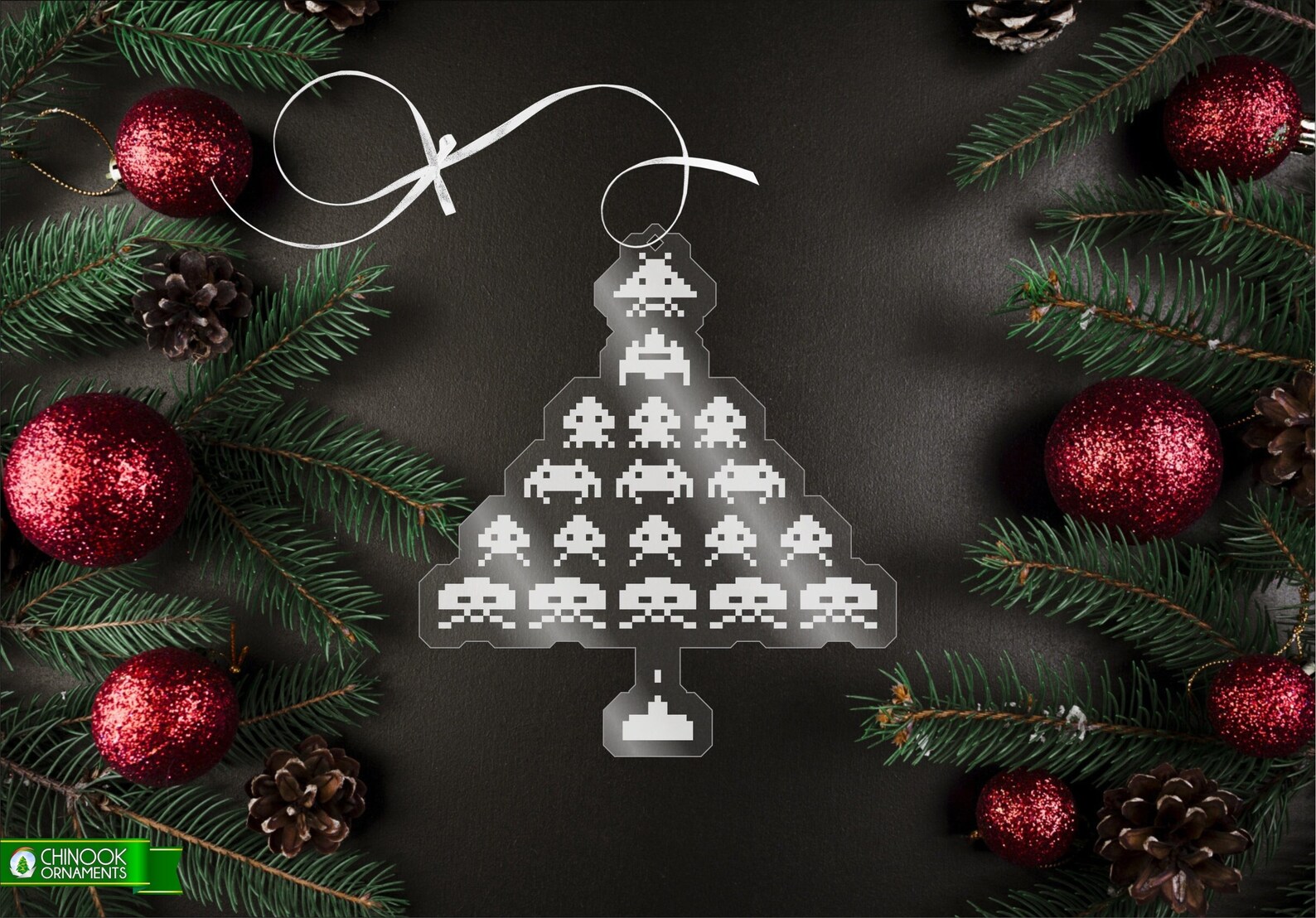 Ornement de Noël Par Chinook Crafts - Atari Space Invaders Tree