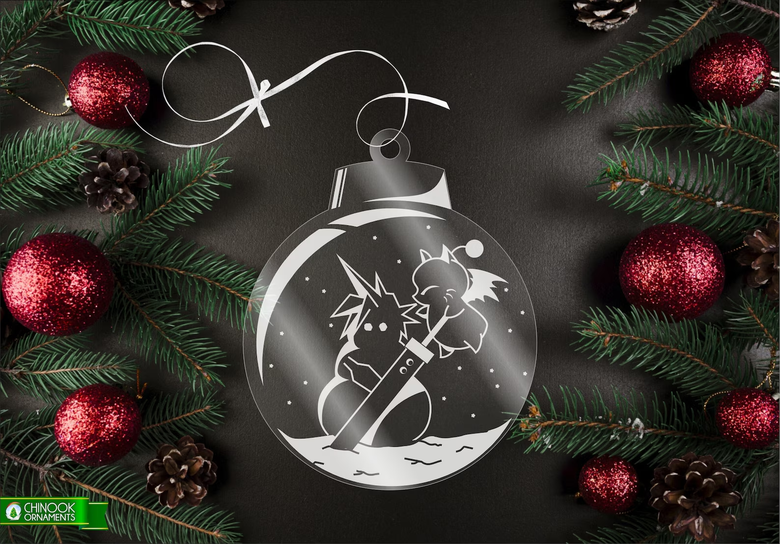 Ornement de Noël Par Chinook Crafts - Final Fantasy Moogle/Cloud