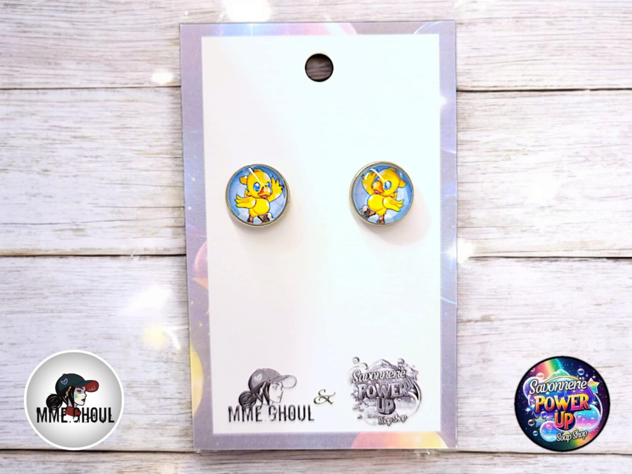 Boucles Style Boutons d'Oreilles Par Power Up - Final Fantasy Chocobo