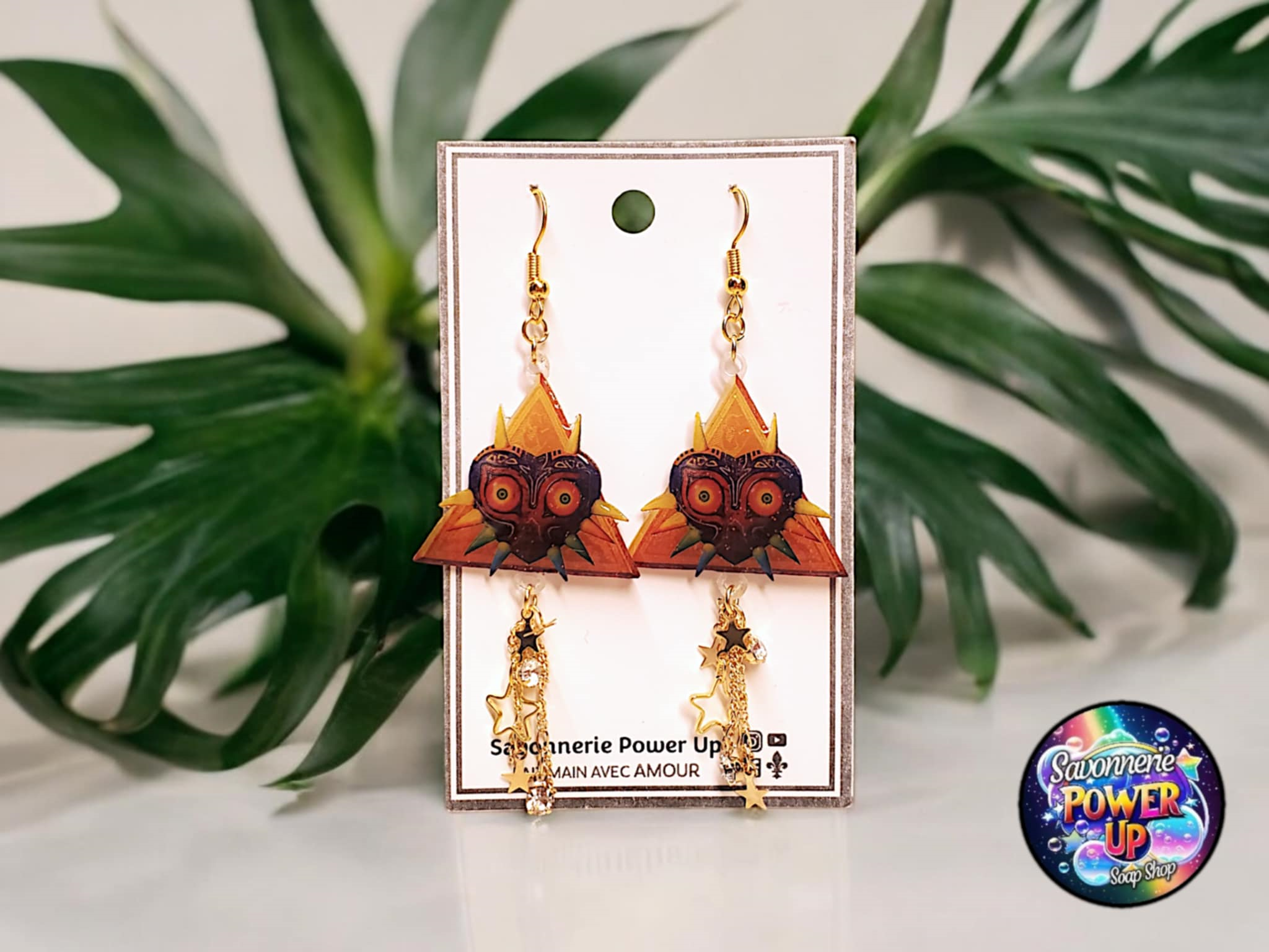 Boucles d'Oreilles Zelda Par Power Up - Majora's Mask et Triforce