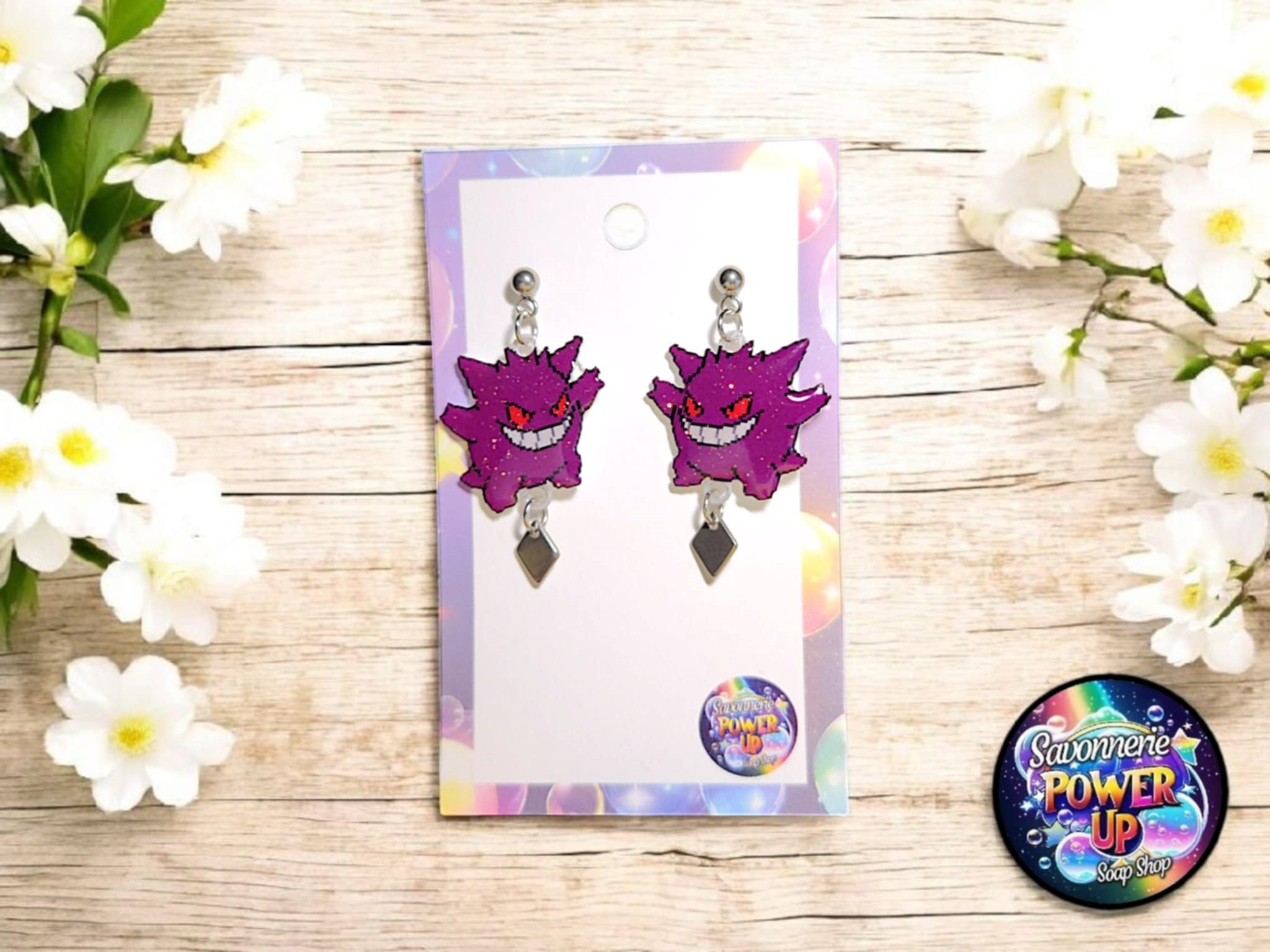 Boucles d'Oreilles Pokemon Par Power Up - Gengar