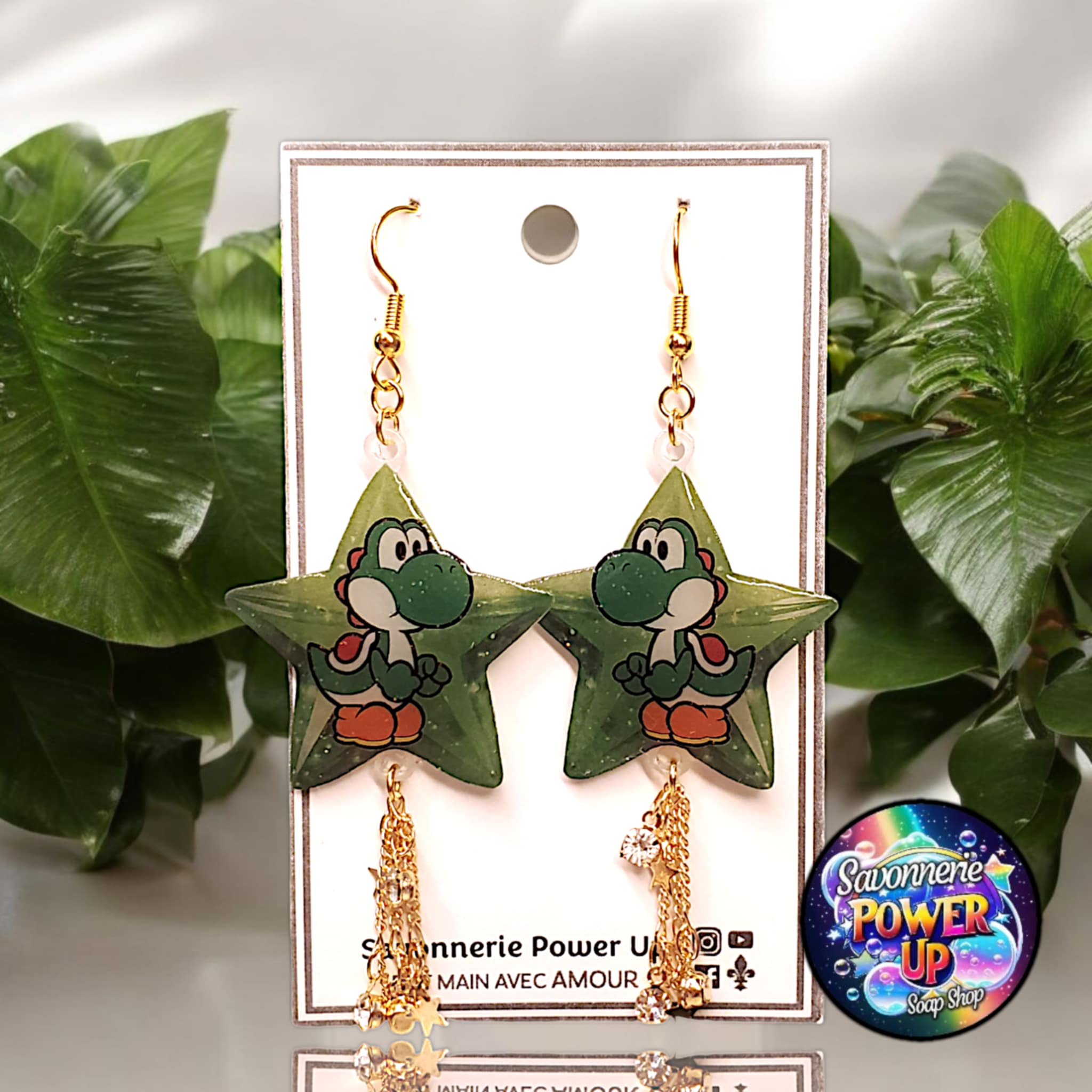 Boucles d'Oreilles Super Mario Par Power Up - Yoshi Étoile
