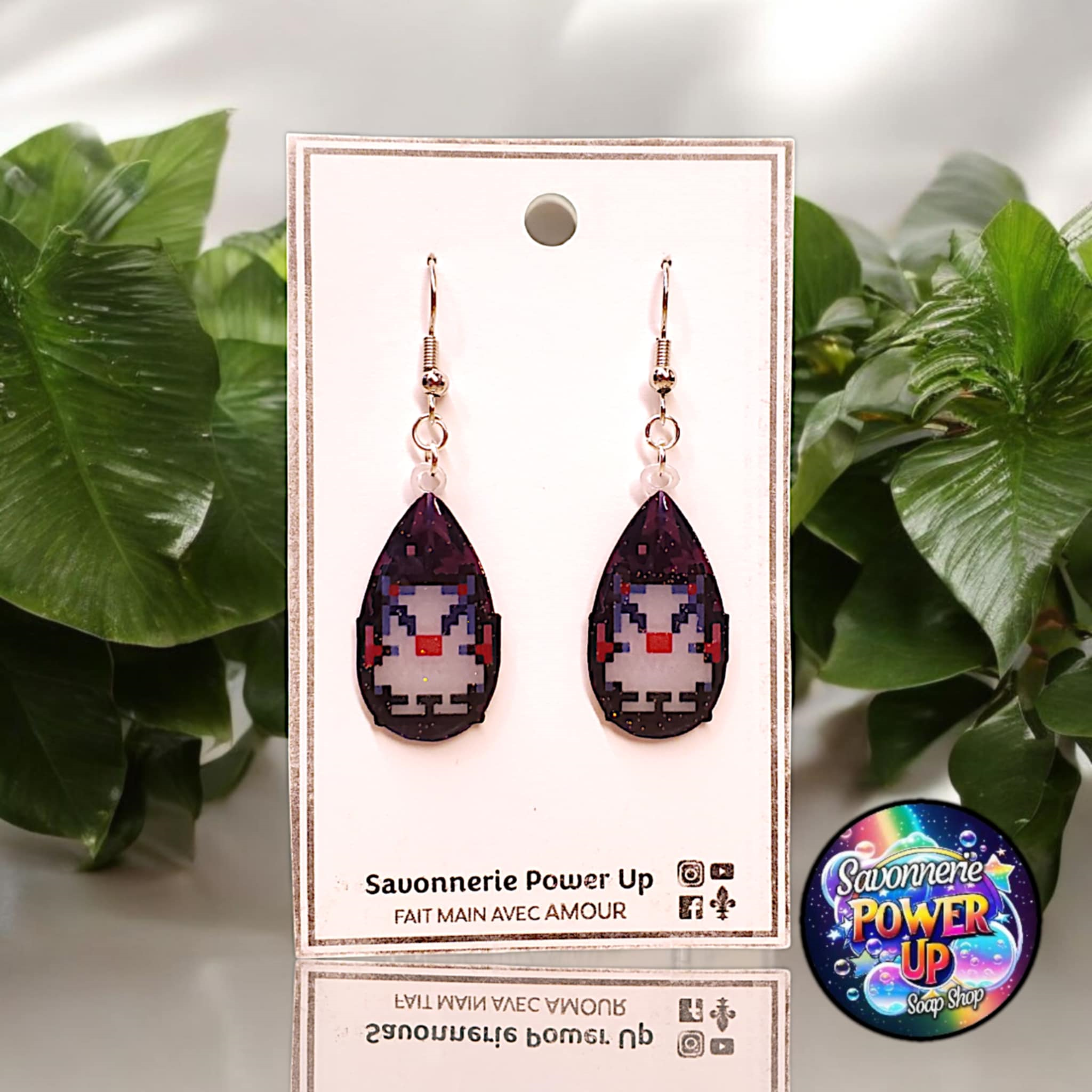 Boucles d'Oreilles Final Fantasy Par Power Up - Moogle Pixel