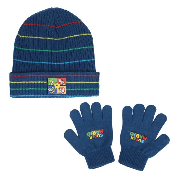 Ensemble Hivernal Super Mario Par  Bioworld - Tuque Et Mitaine