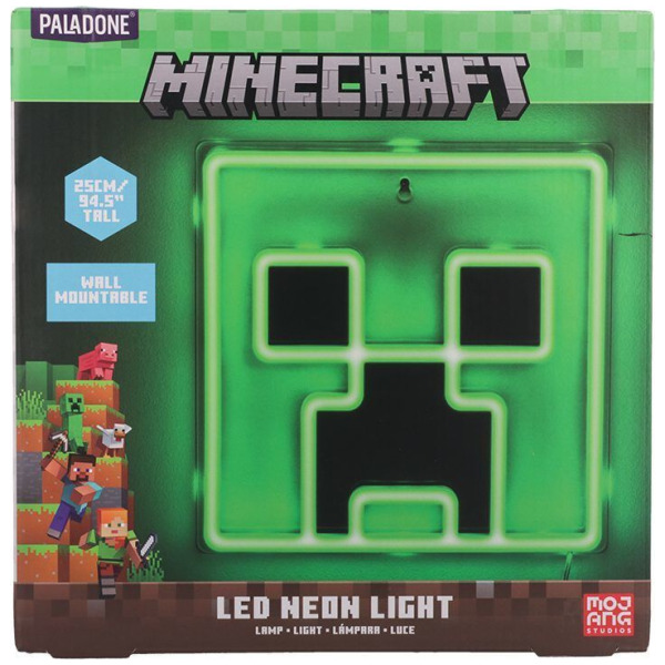 Lumière Néon LED Mural Minecraft Par Paladone - Creeper 4 Pouces