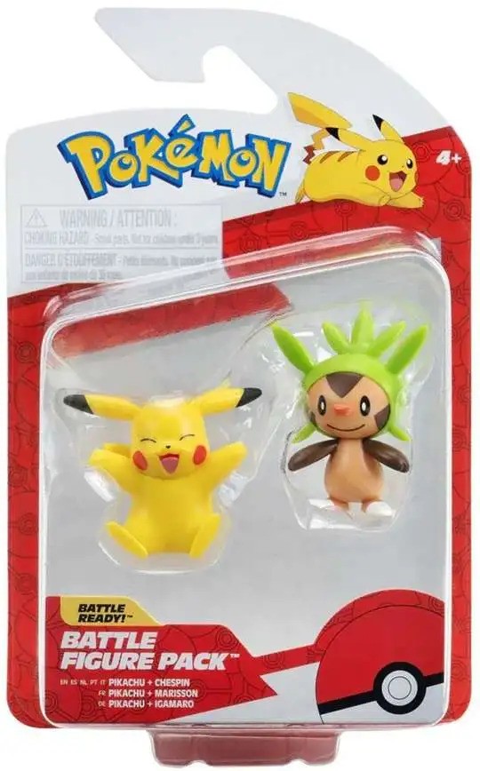 Figurines Pokemon First Partner Par Jazwares - Chespin & Pikachu 6 CM