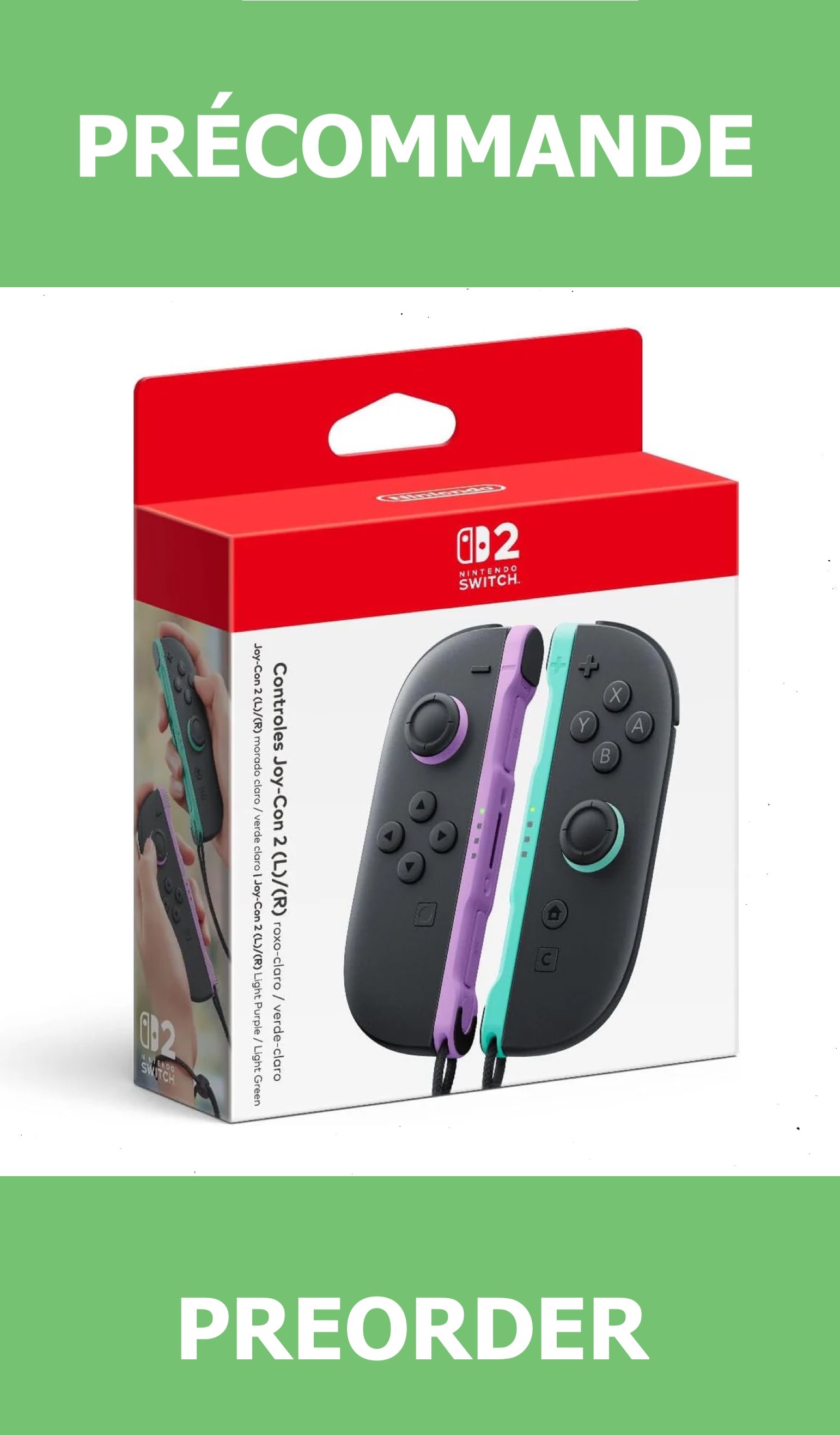 *Précommande* Manette Joy Con 2 Gauche Et Droite Pour Nintendo Switch 2 Violet Et Vert Clair 124.99