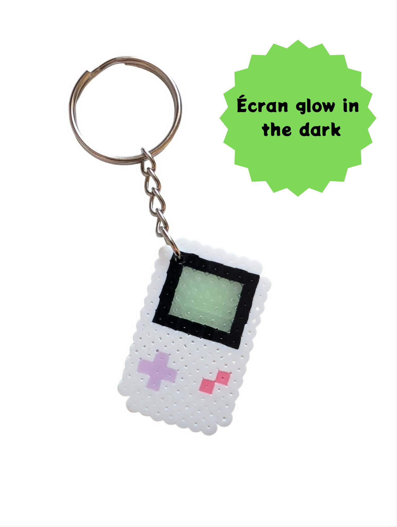 Porte clef en perles GameBoy par Laeticia - Blanc et rose Porte clef en perles GameBoy par Laeticia - Blanc et rose